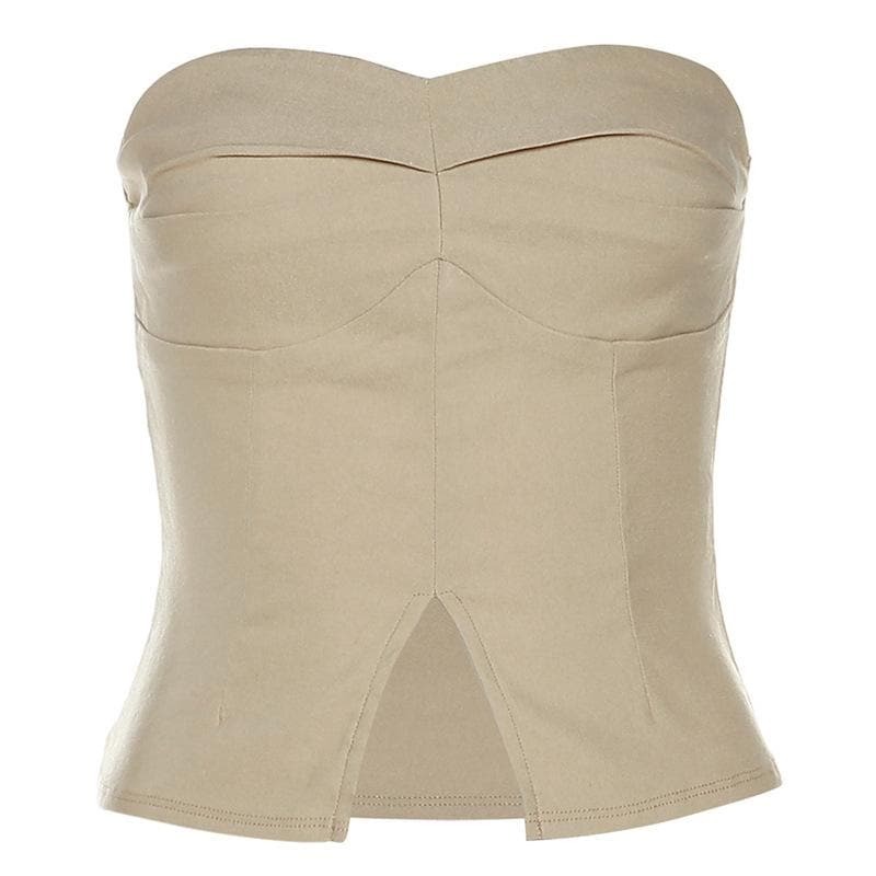 Y2K Ruched Backless Tube Crop Top - Cute Pastel Goth & Coquette Aesthetic Style