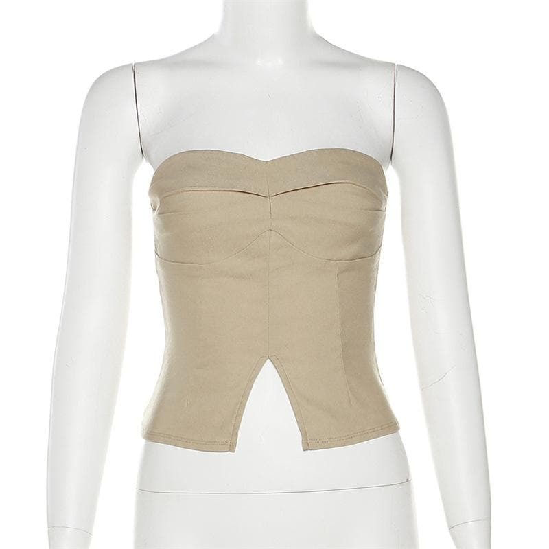 Y2K Ruched Backless Tube Crop Top - Cute Pastel Goth & Coquette Aesthetic Style