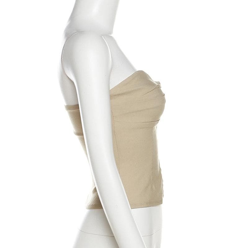 Y2K Ruched Backless Tube Crop Top - Cute Pastel Goth & Coquette Aesthetic Style