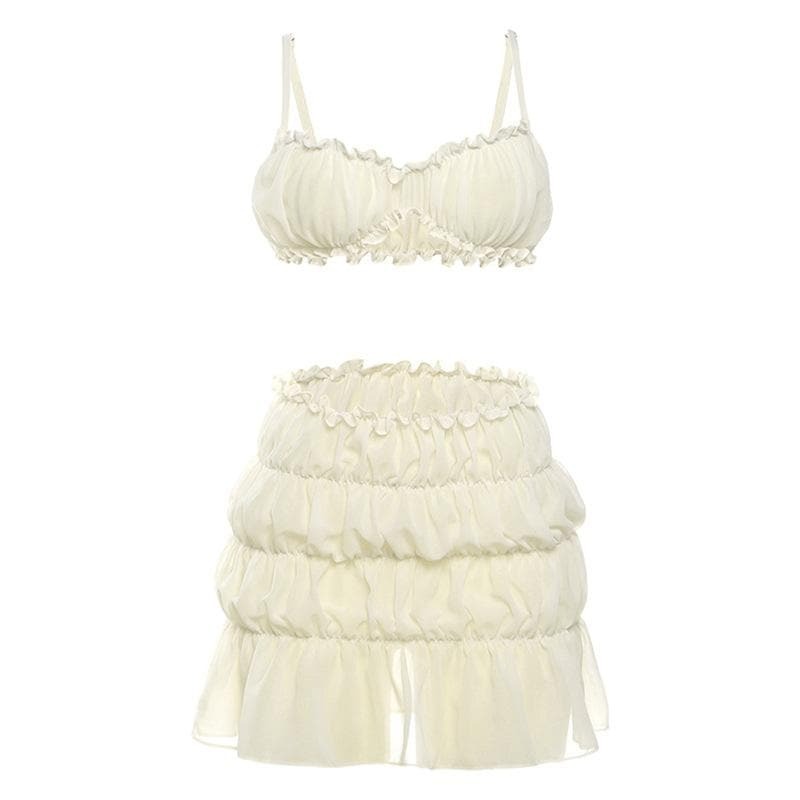 Y2K Ruched Cami & Mini Skirt Set - Coquette Aesthetic with Grunge Vibes & Cute Style