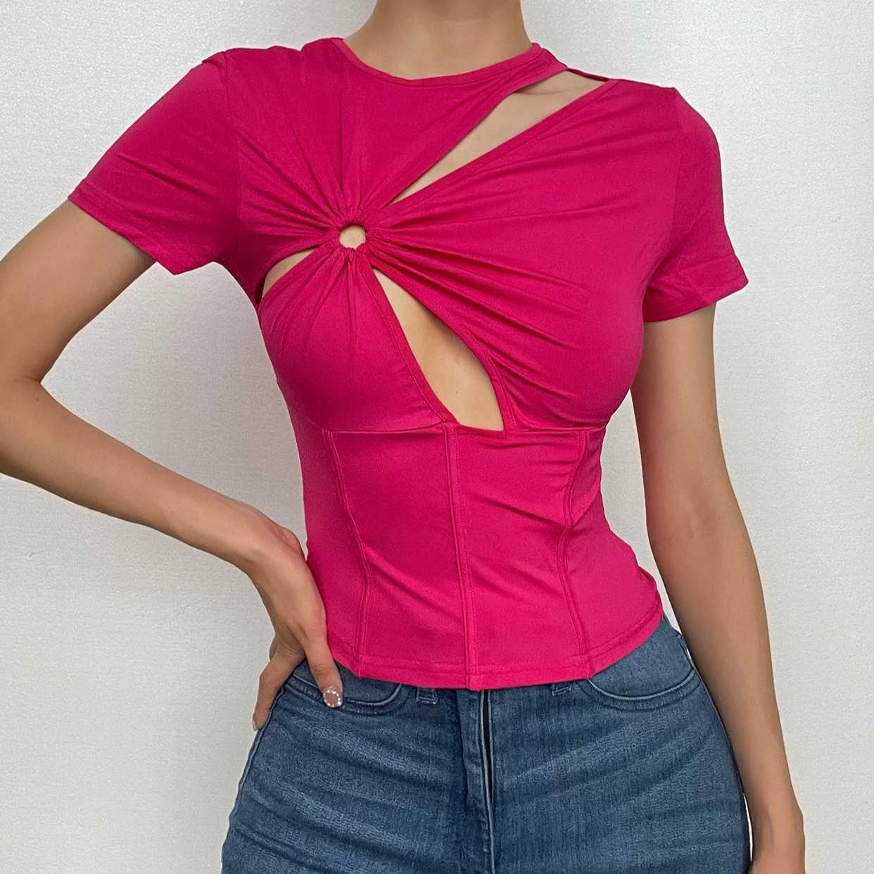 Y2K Ruched Corset Cut-Out Top - Cute Aesthetic Crop for Coquette & Grunge Styles
