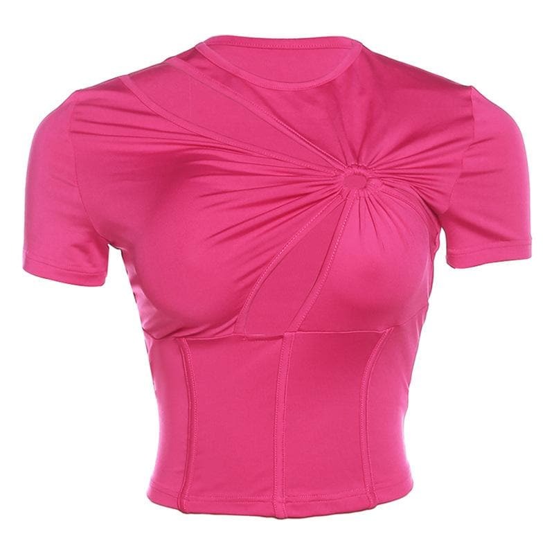 Y2K Ruched Corset Cut-Out Top - Cute Aesthetic Crop for Coquette & Grunge Styles