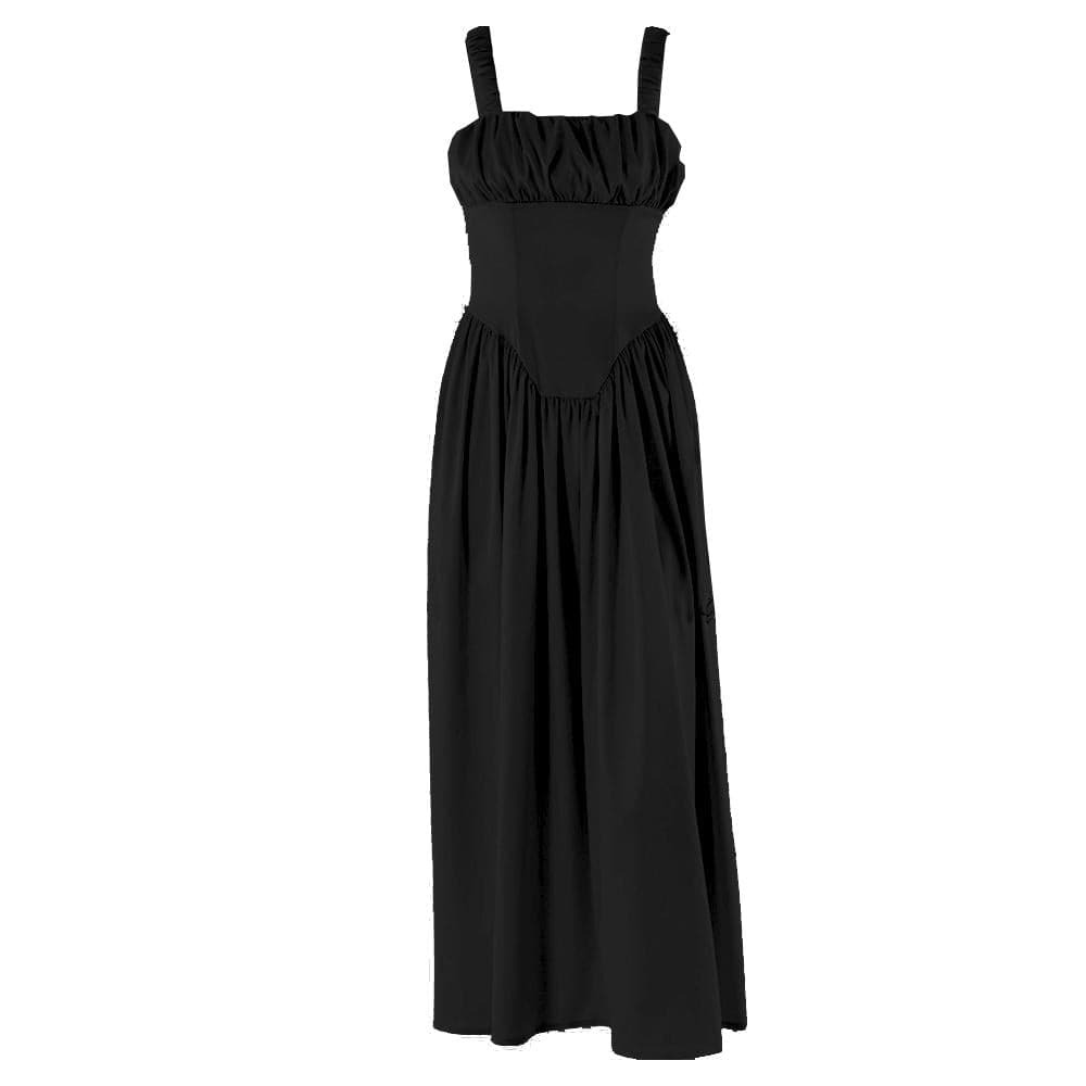 Y2K Ruched Corset Satin Cami Maxi Dress - Coquette Aesthetic with Grunge Vibes