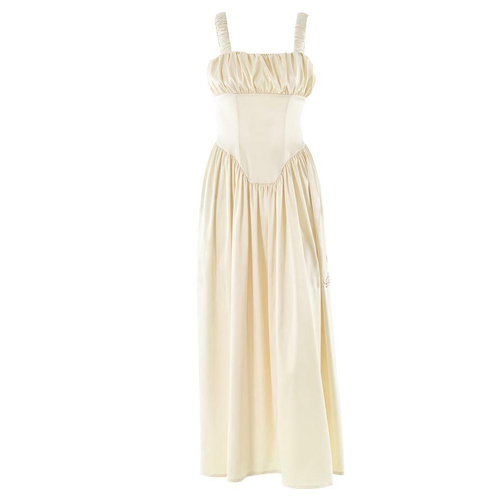 Y2K Ruched Corset Satin Cami Maxi Dress - Coquette Aesthetic with Grunge Vibes