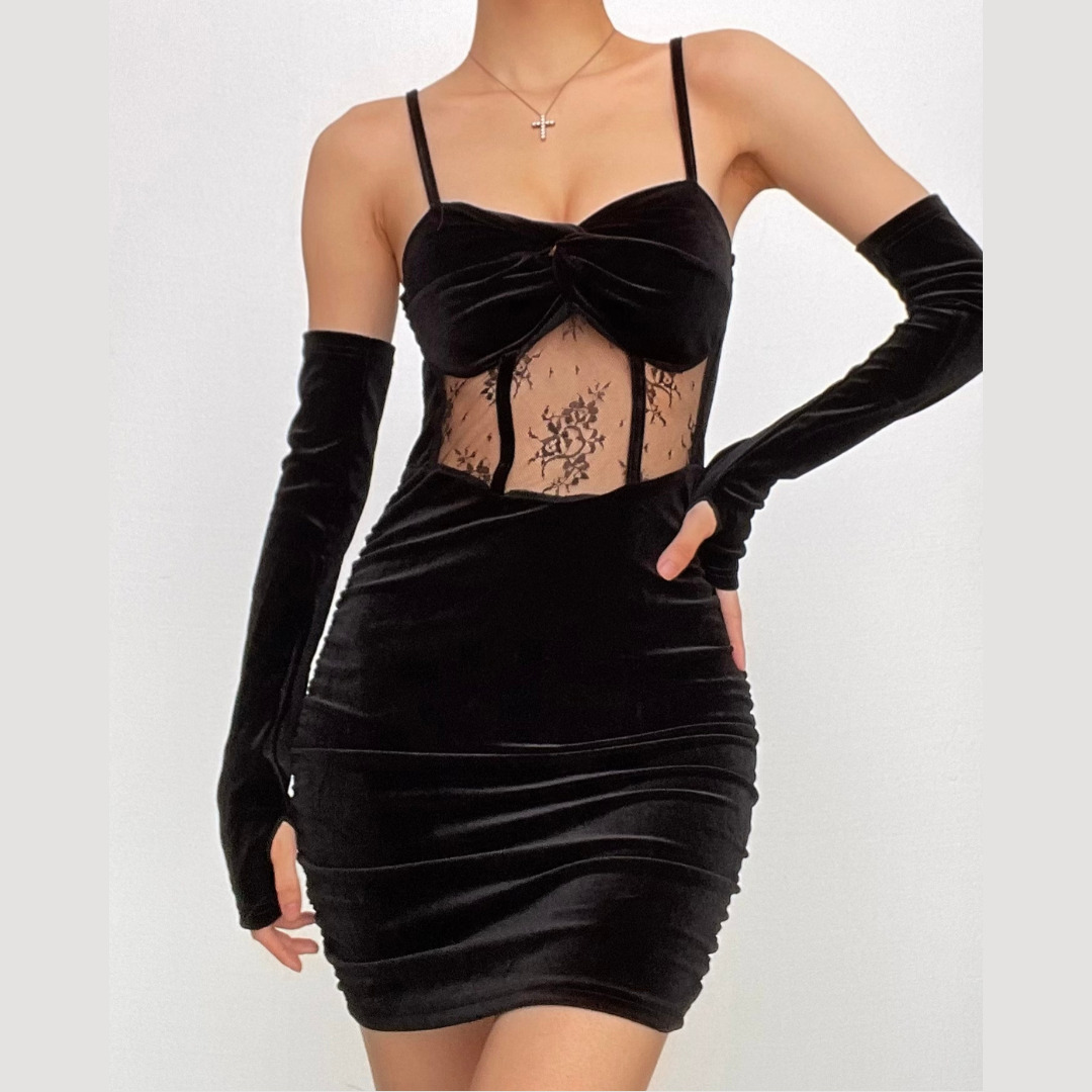 Y2K Ruched Mesh Backless Cami Mini Dress - Coquette & Grunge Aesthetic Fashion