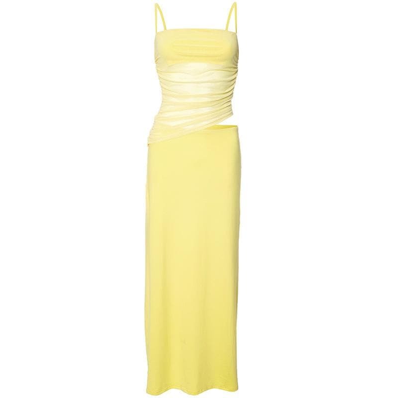 Y2K Ruched Mesh Cami & Irregular Maxi Skirt Set - Coquette & Grunge Aesthetic Outfit