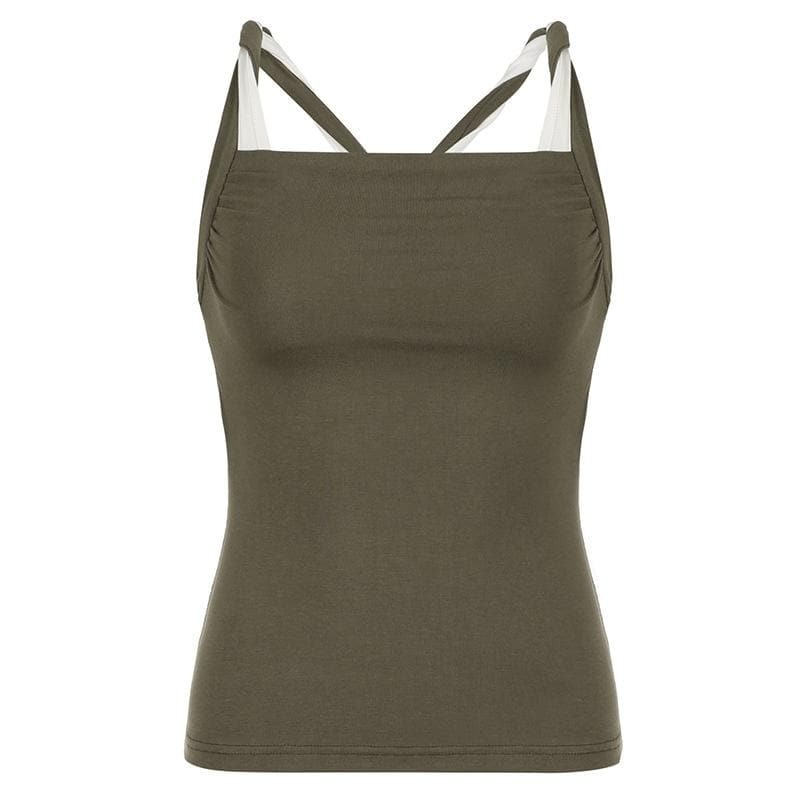 Y2K Ruched O-Ring Cami Top - Cute Aesthetic Crop for Coquette & Grunge Styles