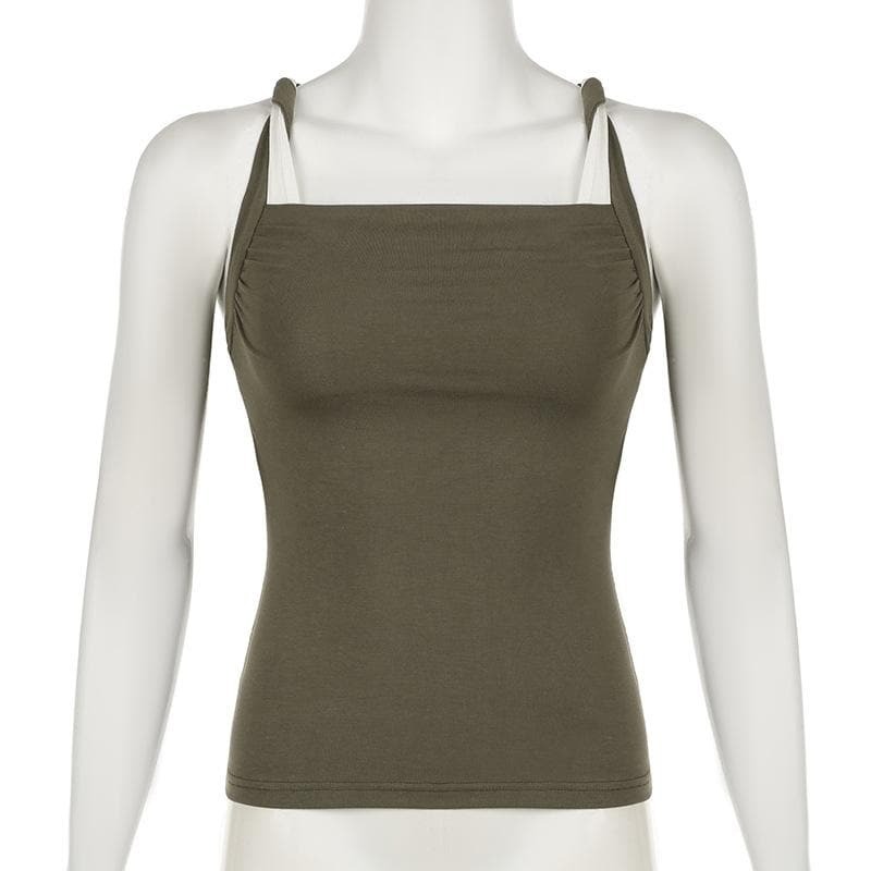 Y2K Ruched O-Ring Cami Top - Cute Aesthetic Crop for Coquette & Grunge Styles