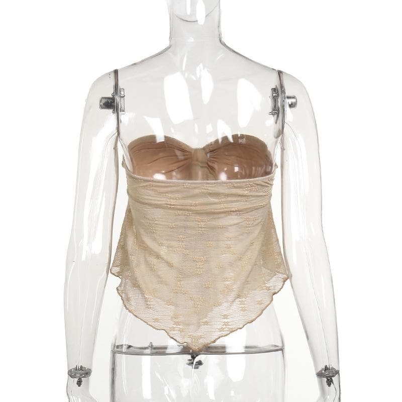 Y2K Ruched Ruffle Tube Top - Cute Pastel Goth & Coquette Aesthetic Fashion Essential