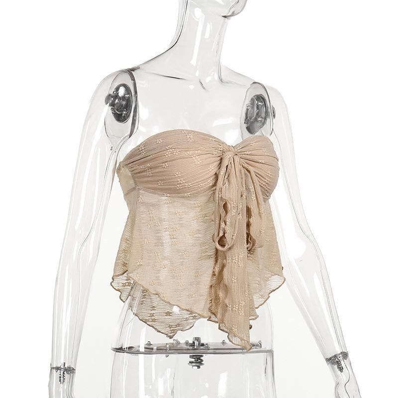 Y2K Ruched Ruffle Tube Top - Cute Pastel Goth & Coquette Aesthetic Fashion Essential