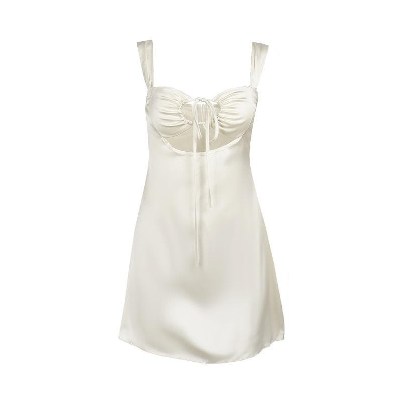 Y2K Ruched Satin Cut-Out Mini Dress - Coquette & Grunge Aesthetic Party Outfit