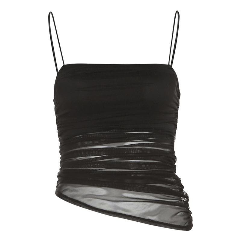 Y2K Ruched Spaghetti Strap Backless Top - Cute Pastel Goth & Coquette Aesthetic Fashion