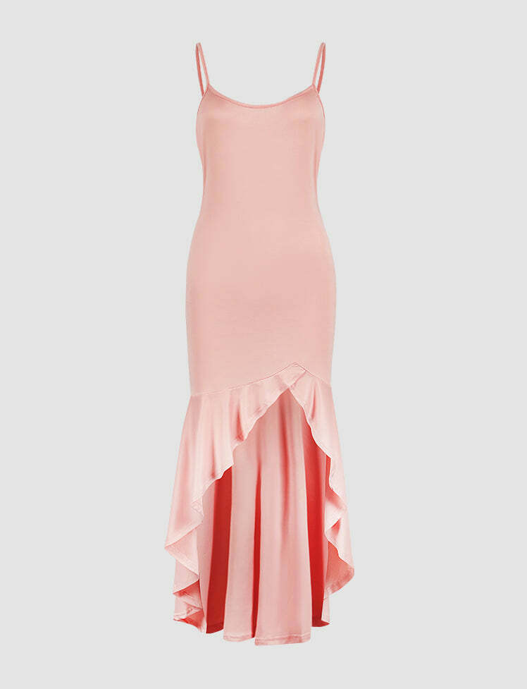 Y2K Ruffled Cami Dress - Cute Pastel Goth Aesthetic for Coquette & Grunge Styles