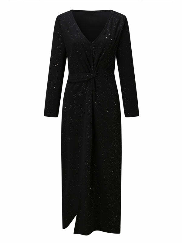 Y2K Sequins Patchwork Maxi Dress - Coquette Aesthetic with Grunge Style Vibes