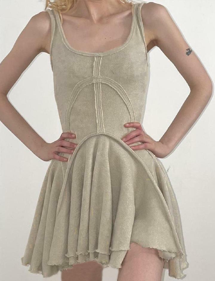Y2K Spice Girl Slim Sleeveless Stitching Dress - Retro Coquette Aesthetic Fashion