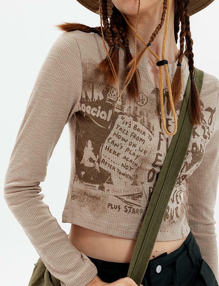 Y2K Spice Girls Cropped Long Sleeve Tee - Cute Pastel Aesthetic Top for Grunge & Coquette Styles