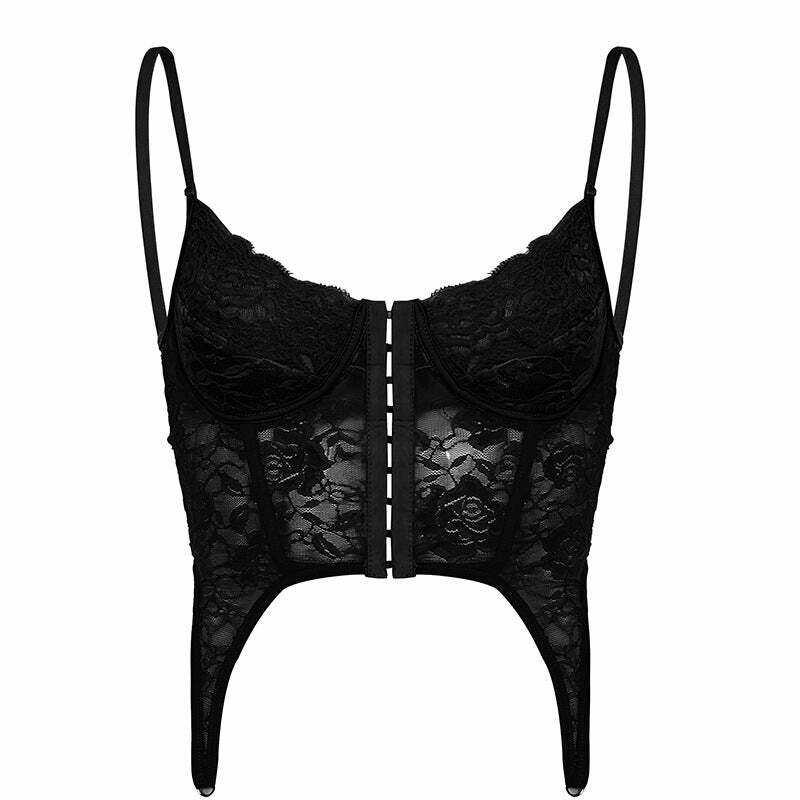 Y2K Strappy Lace Corset Camisole - Irregular Summer Top for Coquette & Grunge Aesthetics