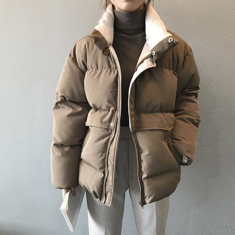 Y2K Streetwear Zipper Puffer Coat - Grunge Aesthetic Outerwear for Cozy Fall Vibes