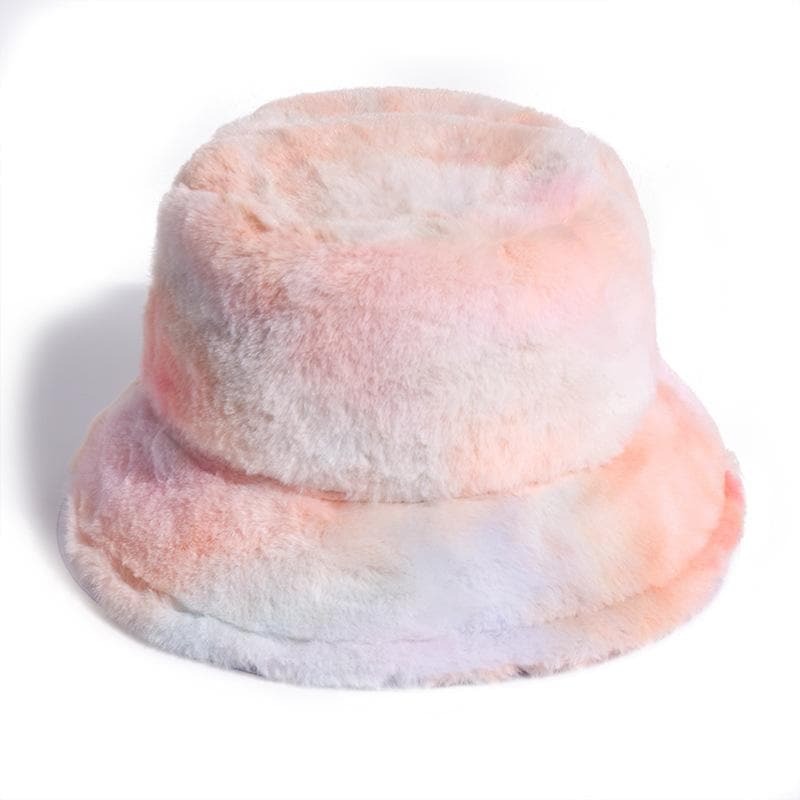 Y2K Tie Dye Fluffy Fisherman Bucket Hat - Cute Coquette Aesthetic Accessory for Grunge Style