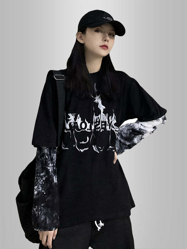 Y2K Tie Dye Long Sleeve Shirt - Cute Aesthetic Top for Grunge & Coquette Styles
