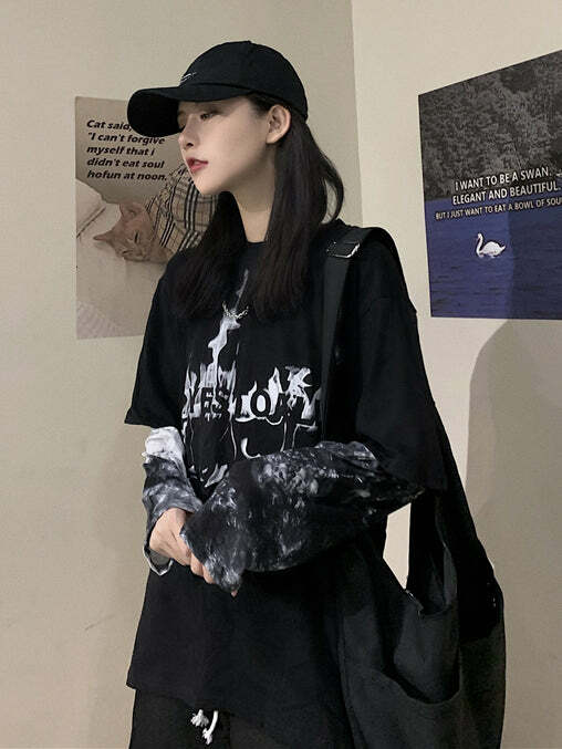 Y2K Tie Dye Long Sleeve Shirt - Cute Aesthetic Top for Grunge & Coquette Styles