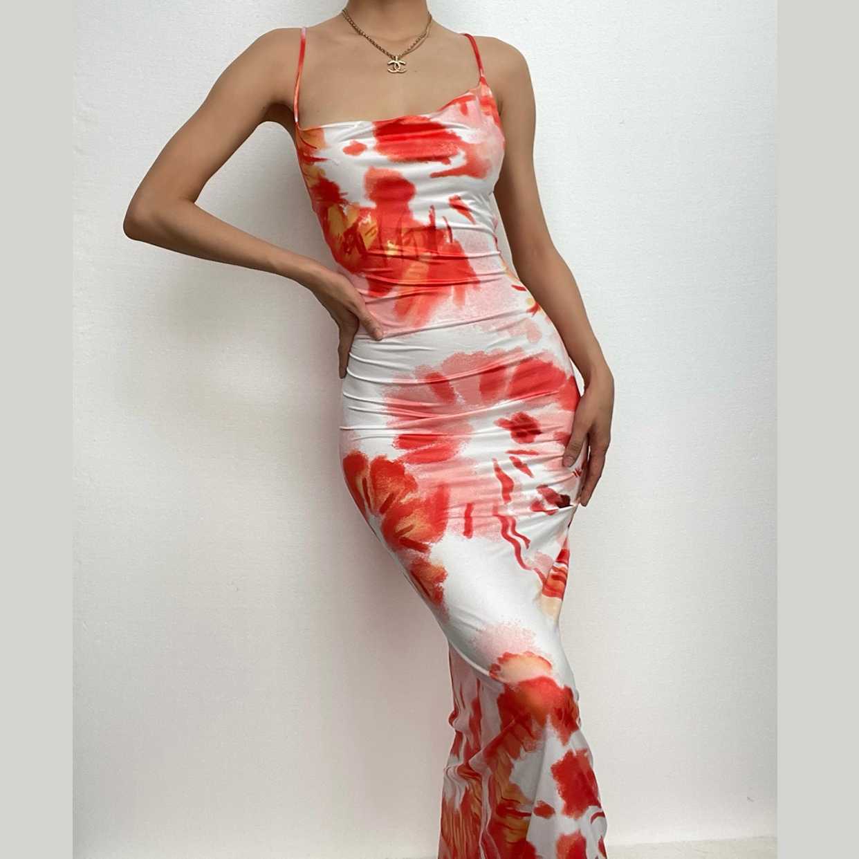 Y2K Tie Dye Maxi Dress with Open Back - Coquette Aesthetic & Grunge Style Fusion